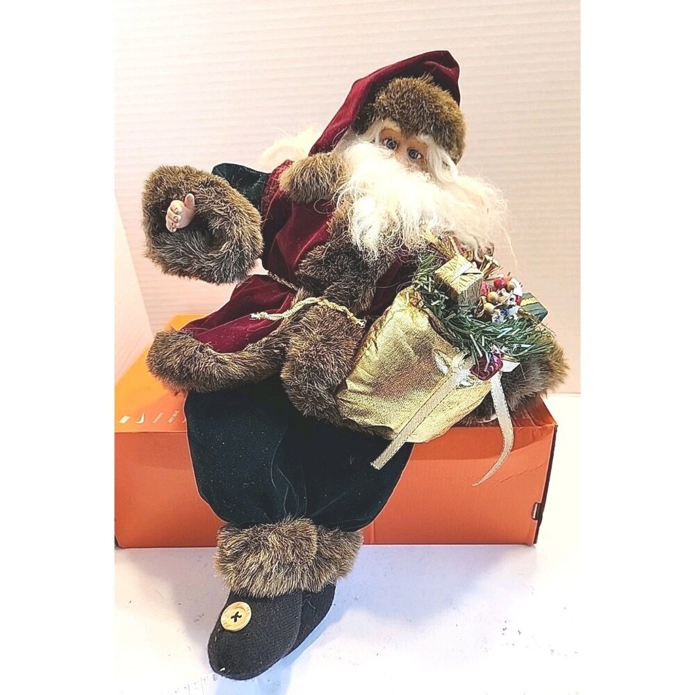 Vintage Cedar Creek Collection Santa Claus Shelf/ Mantel Sitter Bag Of Toys READ